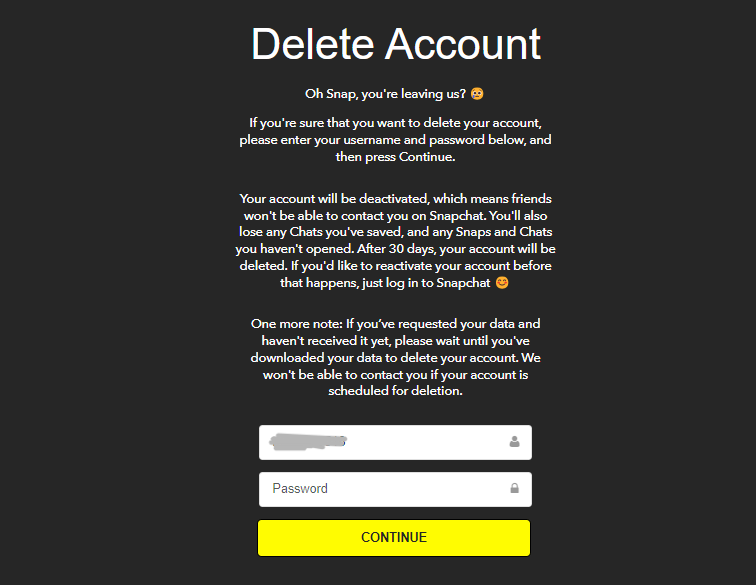 Account Deletion Confirmation Page