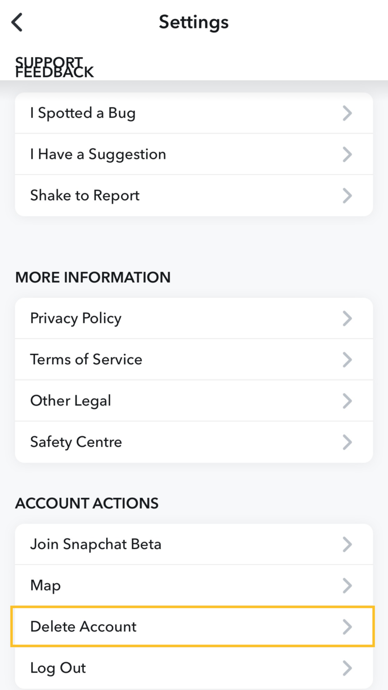 Delete Snapchat Account