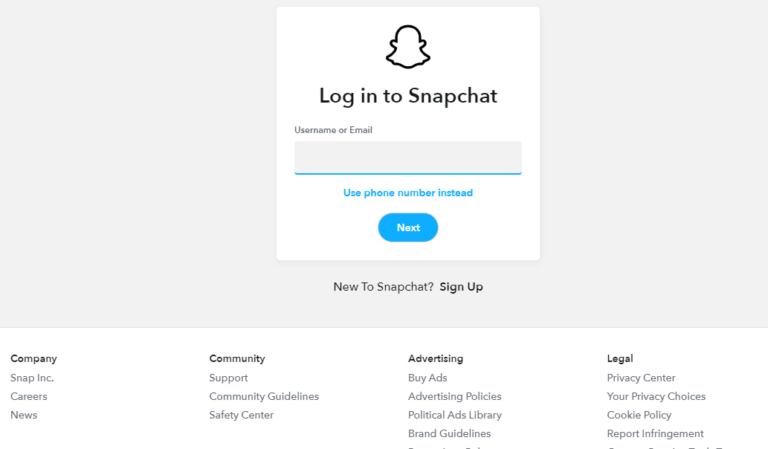 Snapchat Login Page